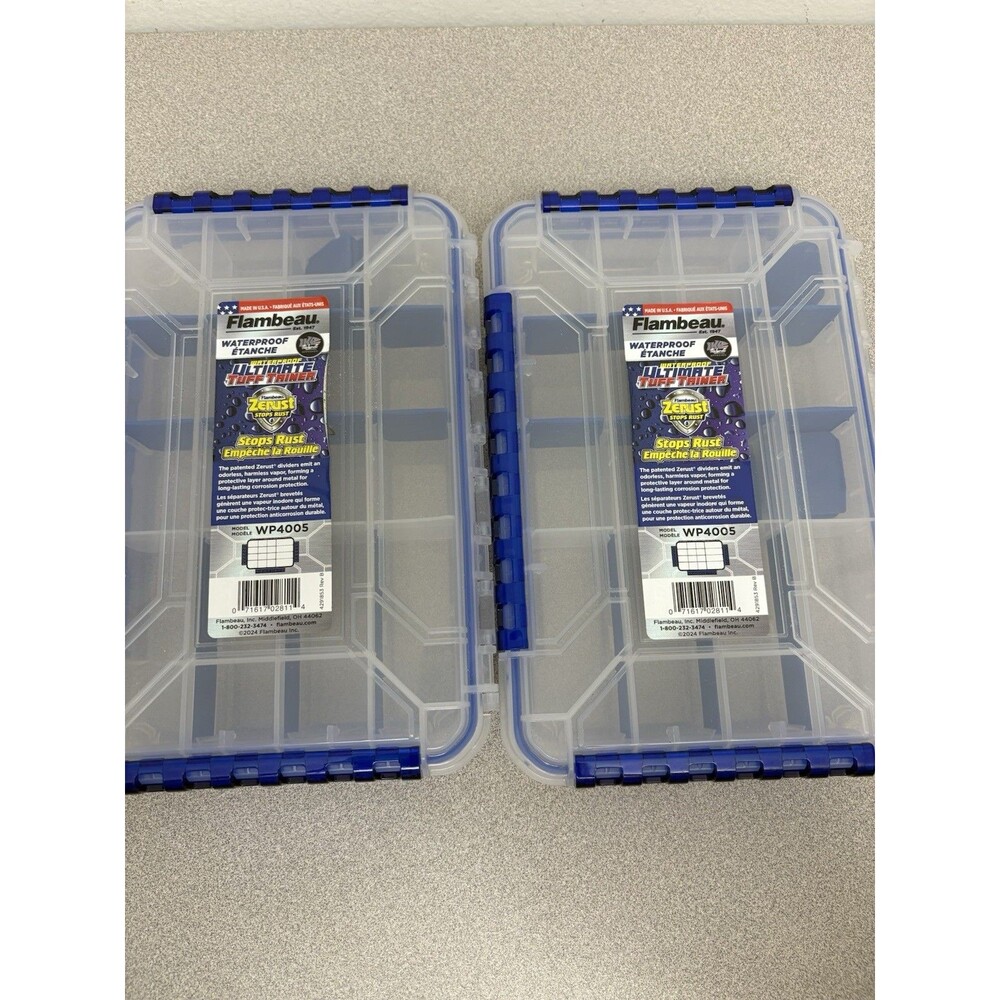 Flambeau Outdoors Lot Of 2 Plastic Fishing Storage Tackle Boxes, 16 Divisions